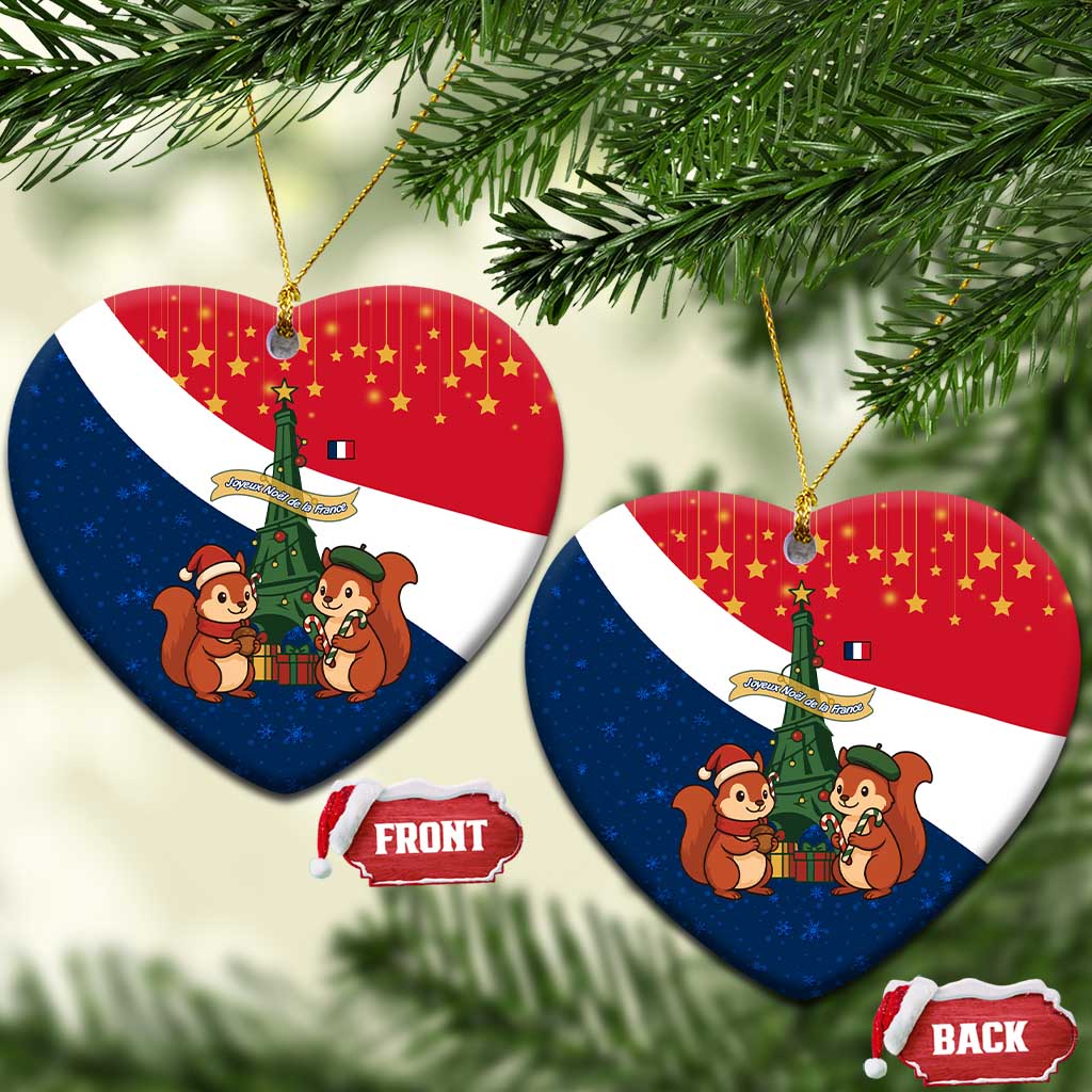 France Christmas Ceramic Ornament with Eiffel Tower Chipmunks Candy Canes and Starry Night Design TS04