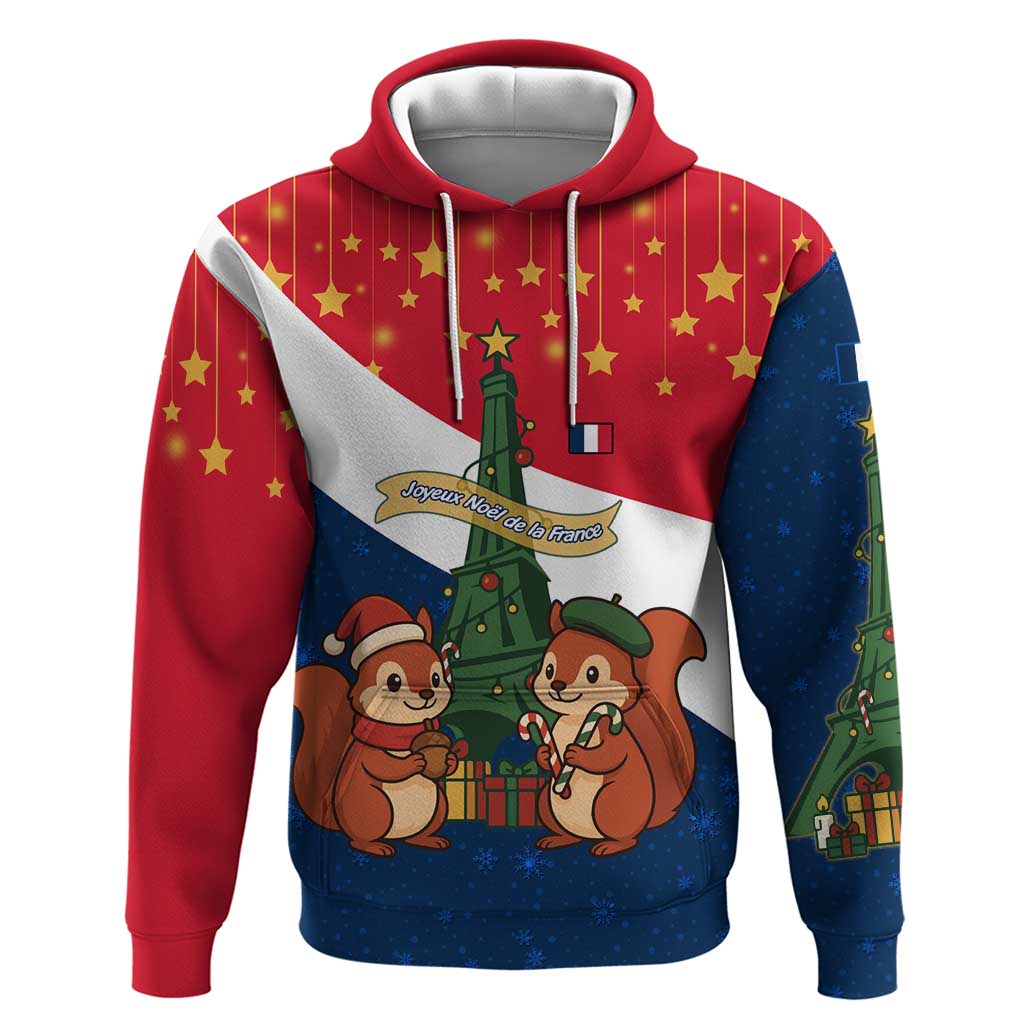 France Christmas Hoodie with Eiffel Tower Chipmunks Candy Canes and Starry Night Design TS04