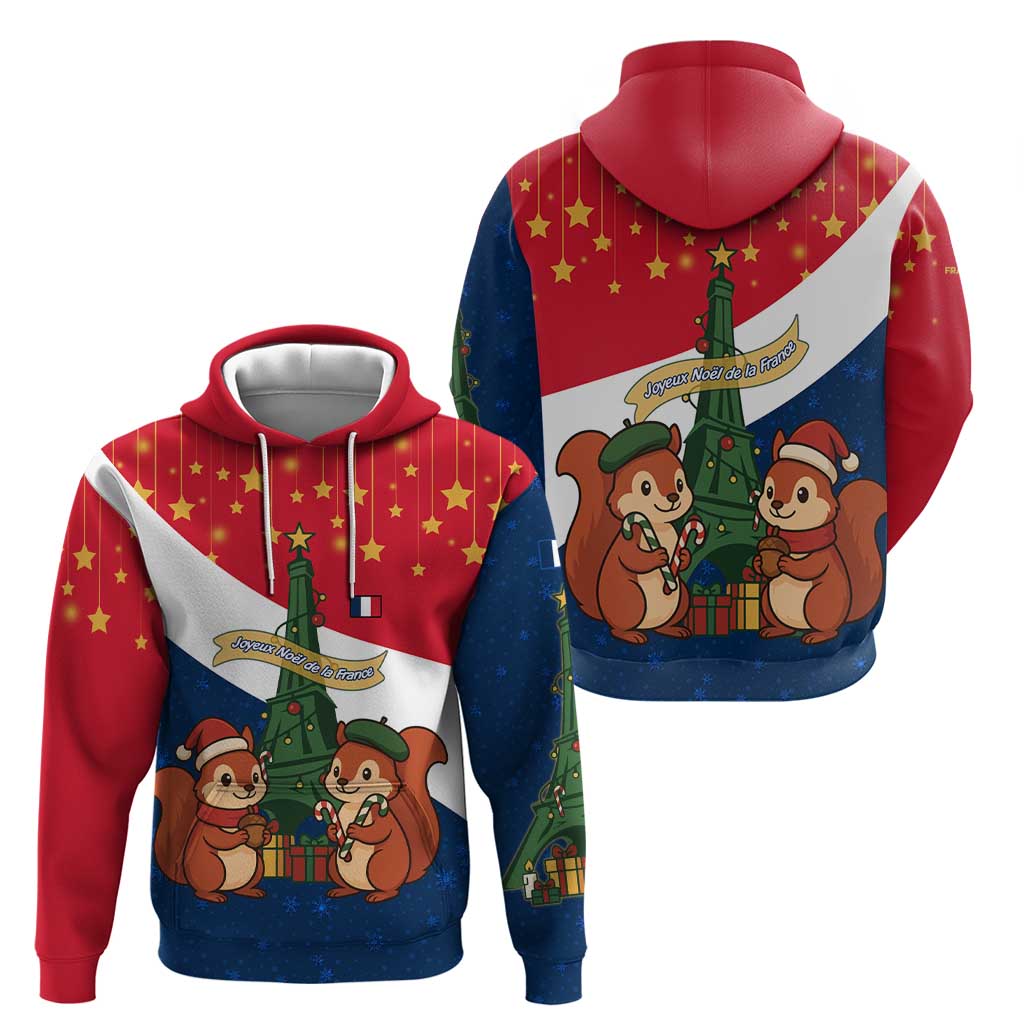 France Christmas Hoodie with Eiffel Tower Chipmunks Candy Canes and Starry Night Design TS04