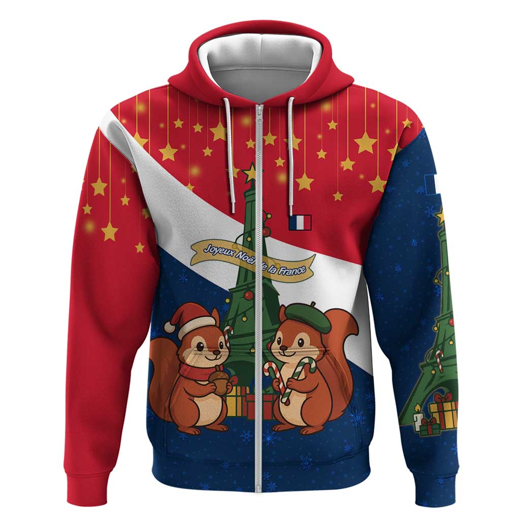 France Christmas Hoodie with Eiffel Tower Chipmunks Candy Canes and Starry Night Design TS04