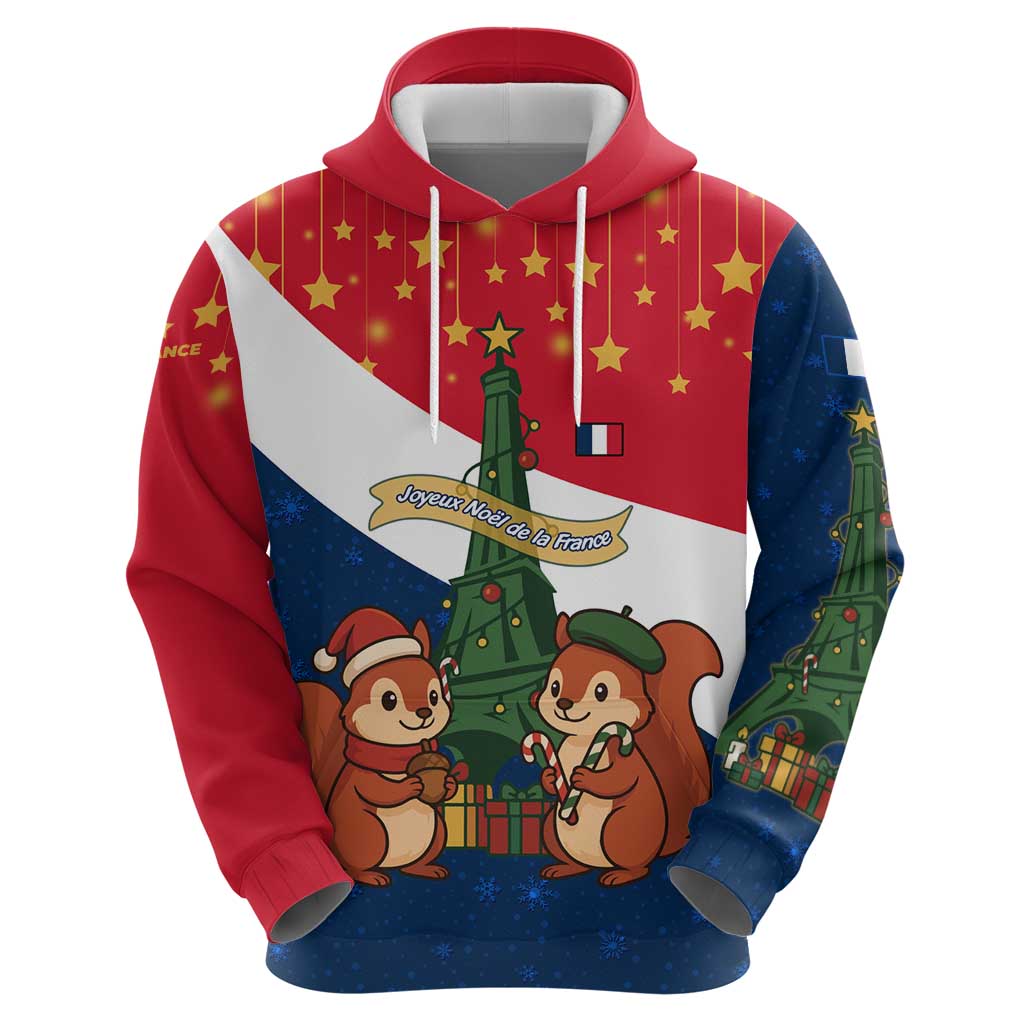 France Christmas Hoodie with Eiffel Tower Chipmunks Candy Canes and Starry Night Design TS04