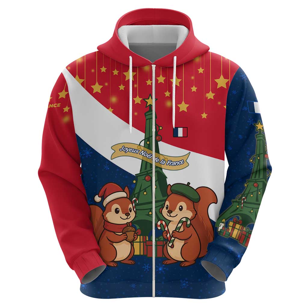France Christmas Hoodie with Eiffel Tower Chipmunks Candy Canes and Starry Night Design TS04