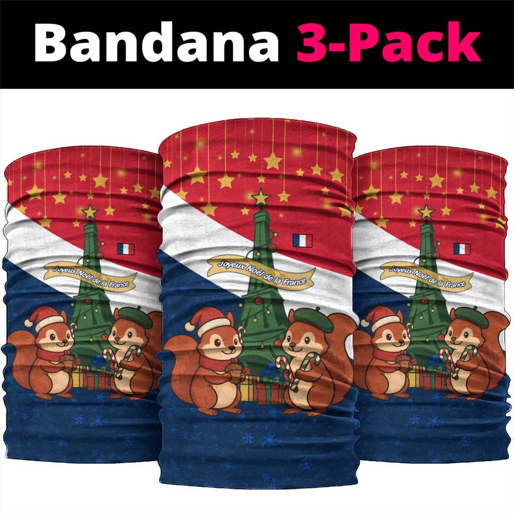 France Christmas Neck Gaiter with Eiffel Tower Chipmunks Candy Canes and Starry Night Design TS04