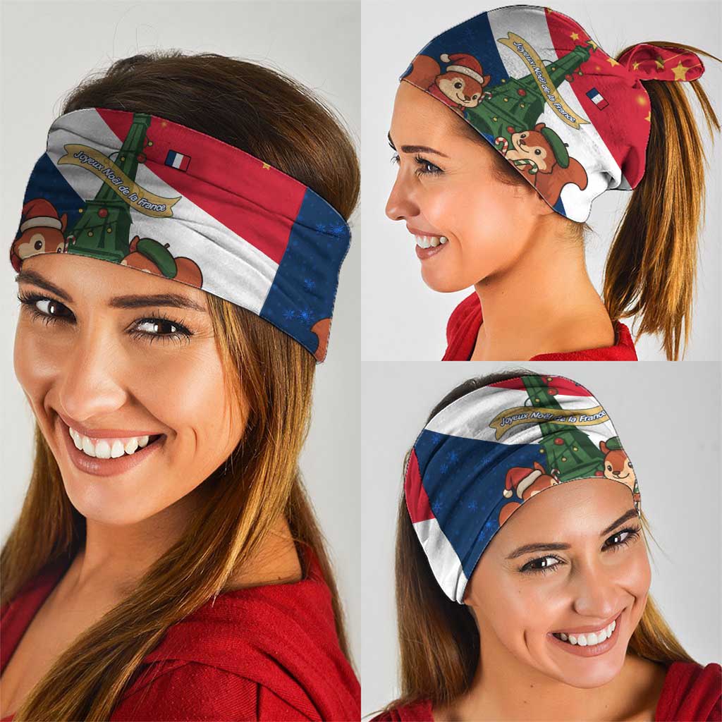France Christmas Neck Gaiter with Eiffel Tower Chipmunks Candy Canes and Starry Night Design TS04