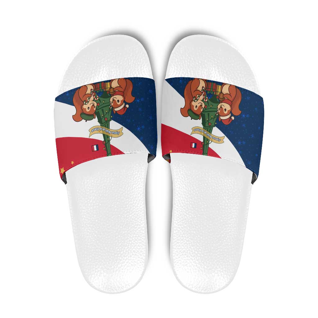 France Christmas Slide Sandals with Eiffel Tower Chipmunks Candy Canes and Starry Night Design TS04
