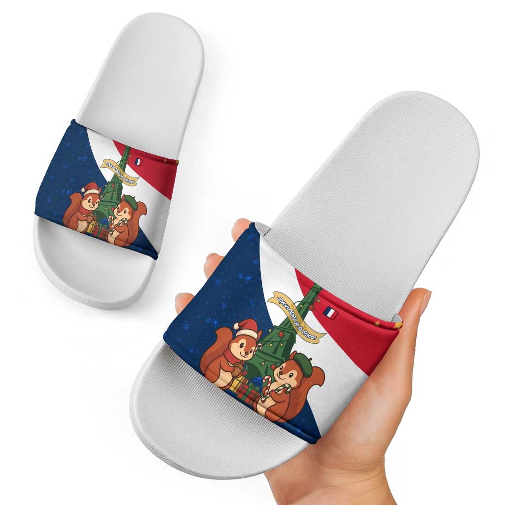 France Christmas Slide Sandals with Eiffel Tower Chipmunks Candy Canes and Starry Night Design TS04