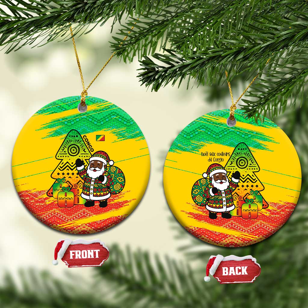 Congo Christmas Ceramic Ornament with African Santa Tribal Tree and Colorful Gift Design TS04