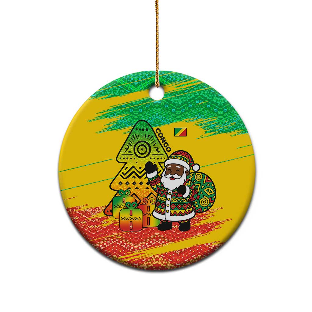 Congo Christmas Ceramic Ornament with African Santa Tribal Tree and Colorful Gift Design TS04