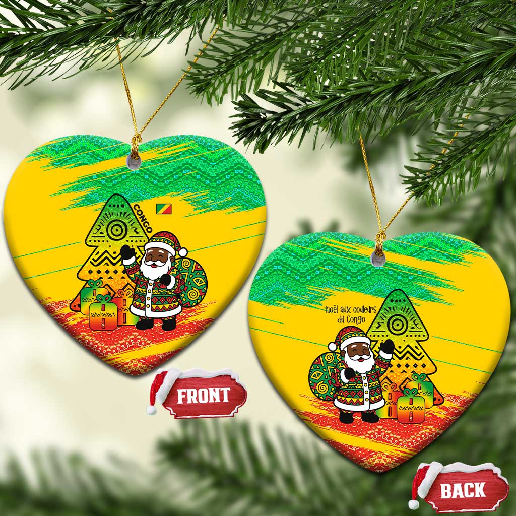 Congo Christmas Ceramic Ornament with African Santa Tribal Tree and Colorful Gift Design TS04