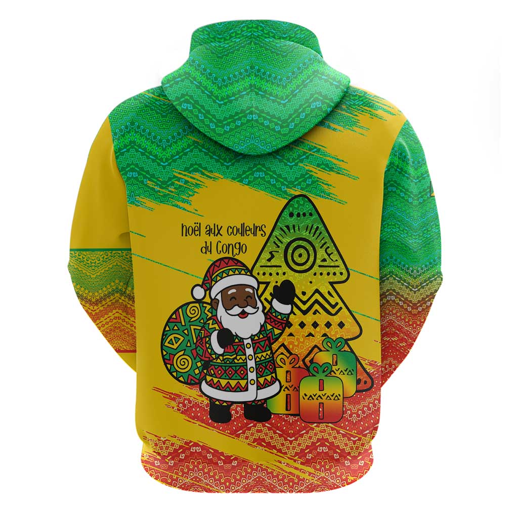 Congo Christmas Hoodie with African Santa Tribal Tree and Colorful Gift Design TS04