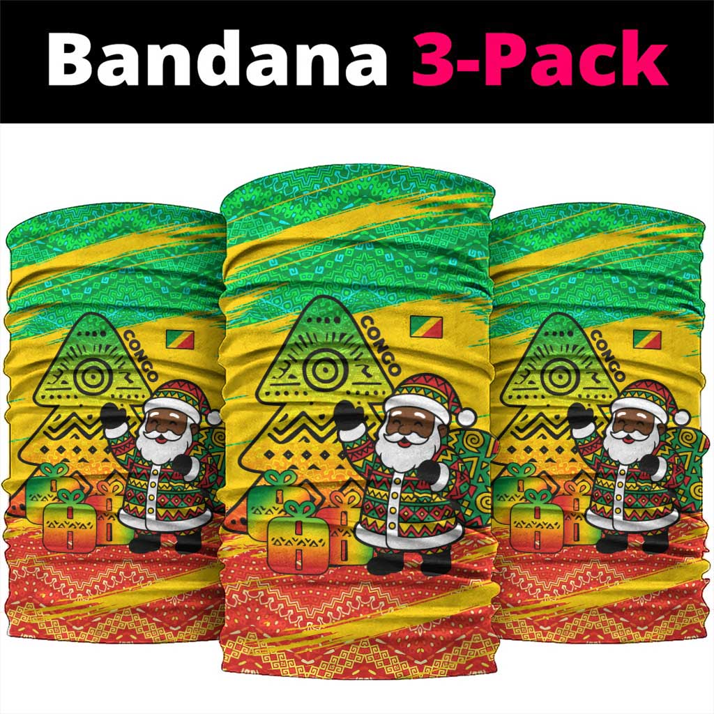 Congo Christmas Neck Gaiter with African Santa Tribal Tree and Colorful Gift Design TS04