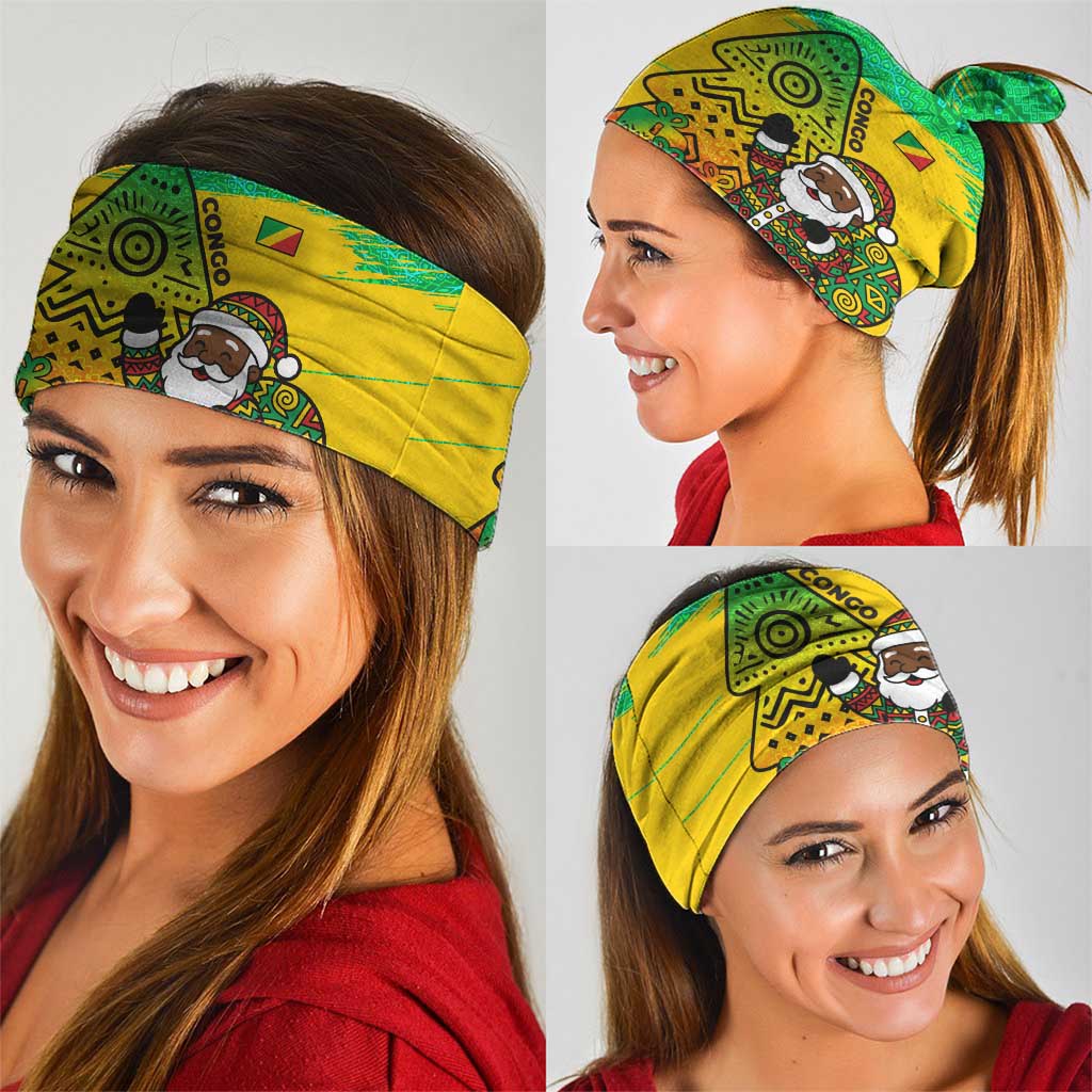 Congo Christmas Neck Gaiter with African Santa Tribal Tree and Colorful Gift Design TS04