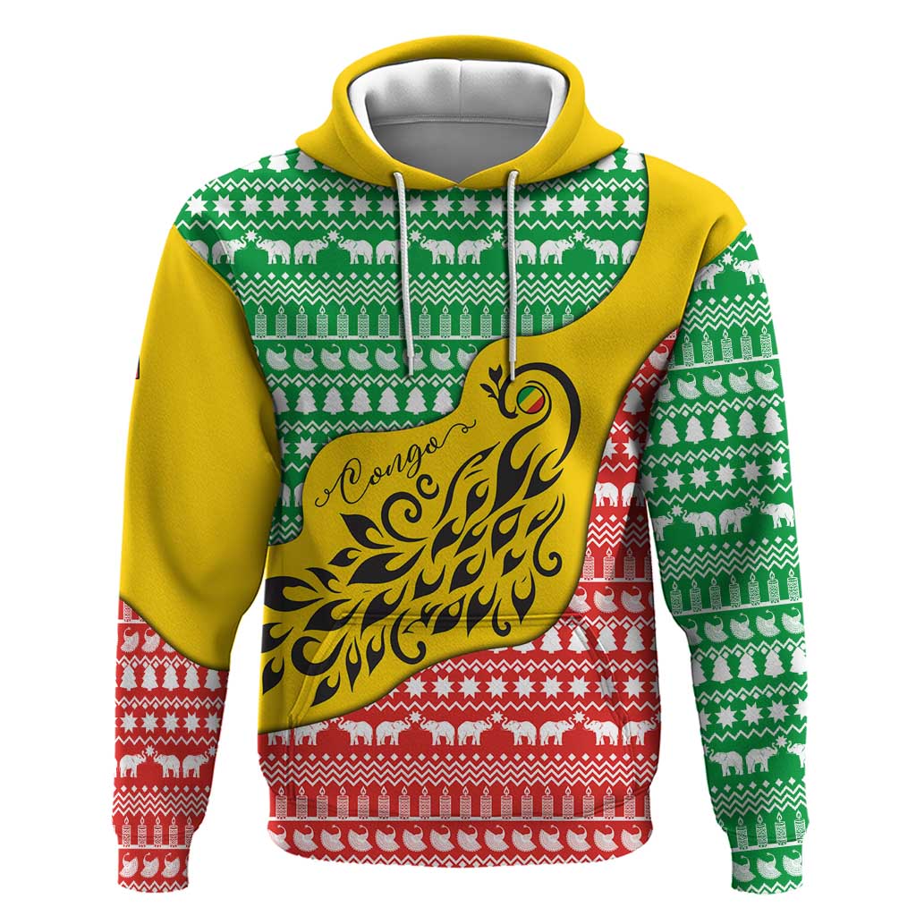 Congo Christmas Hoodie with Tribal Tree Design Coat of Arms and Animal Pattern TS04