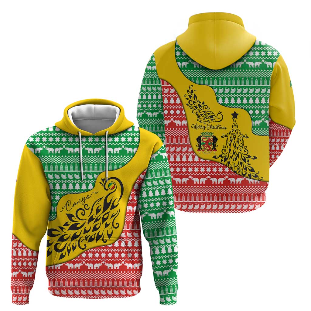 Congo Christmas Hoodie with Tribal Tree Design Coat of Arms and Animal Pattern TS04
