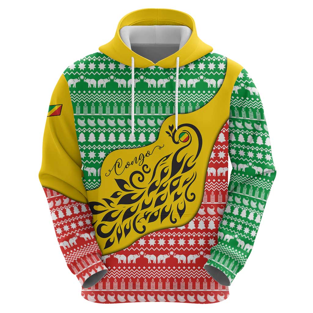 Congo Christmas Hoodie with Tribal Tree Design Coat of Arms and Animal Pattern TS04