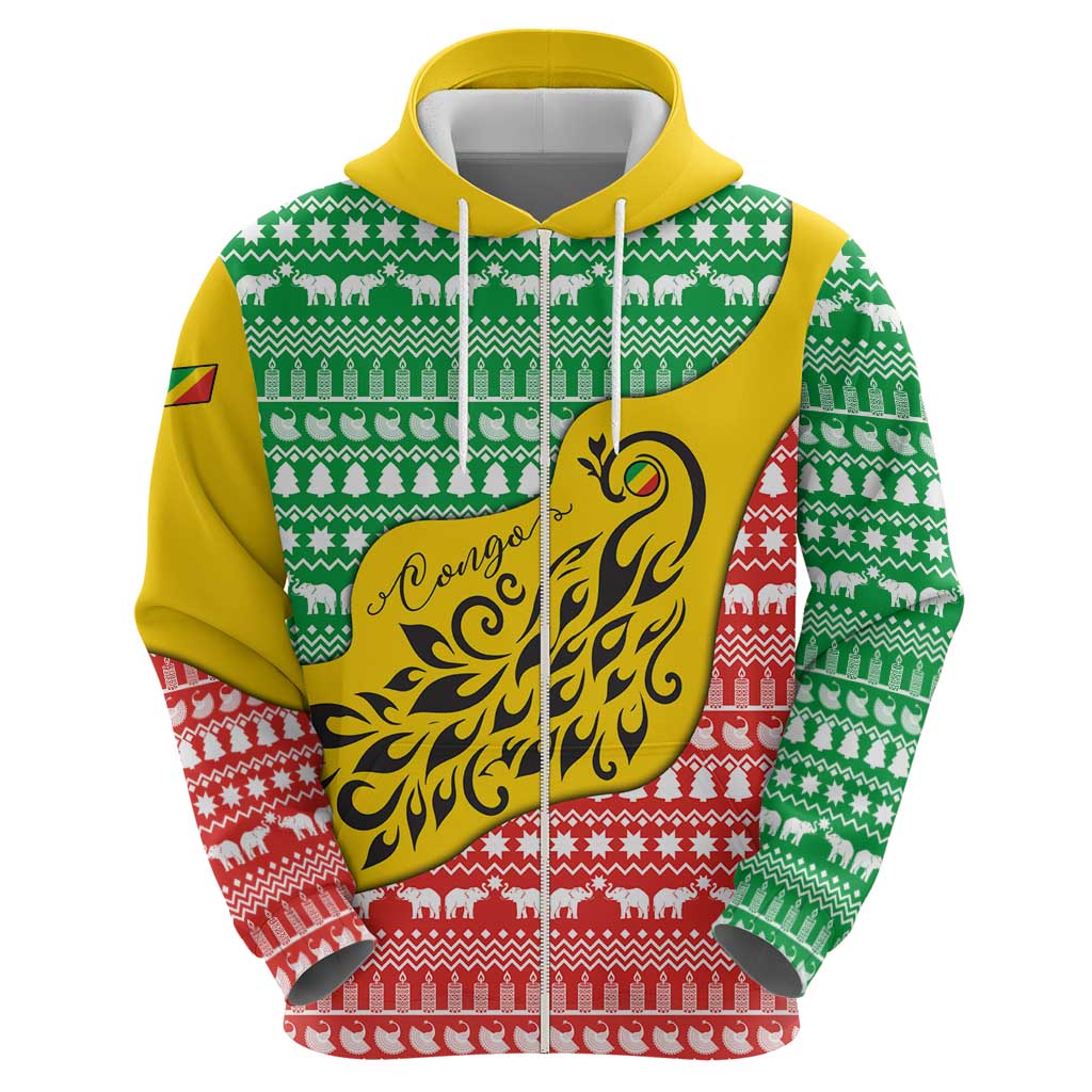 Congo Christmas Hoodie with Tribal Tree Design Coat of Arms and Animal Pattern TS04