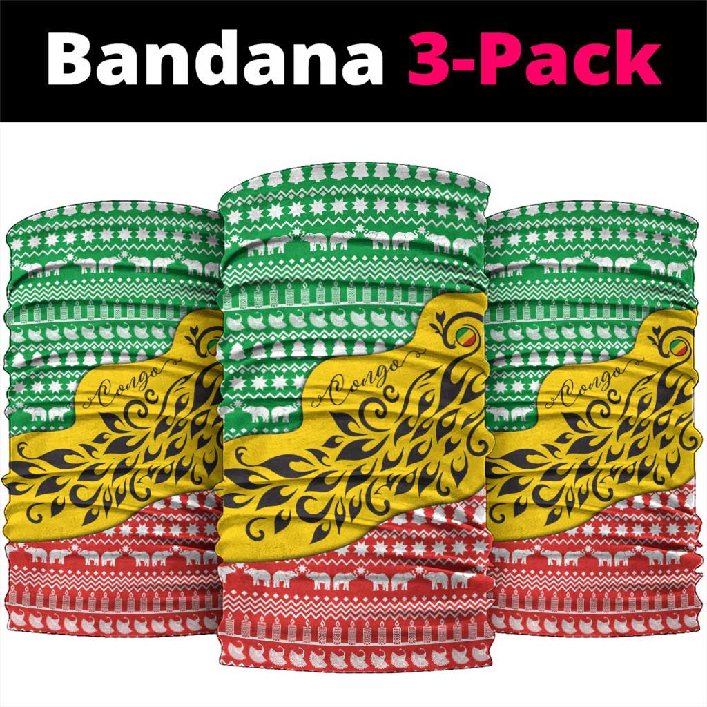 Congo Christmas Neck Gaiter with Tribal Tree Design Coat of Arms and Animal Pattern TS04