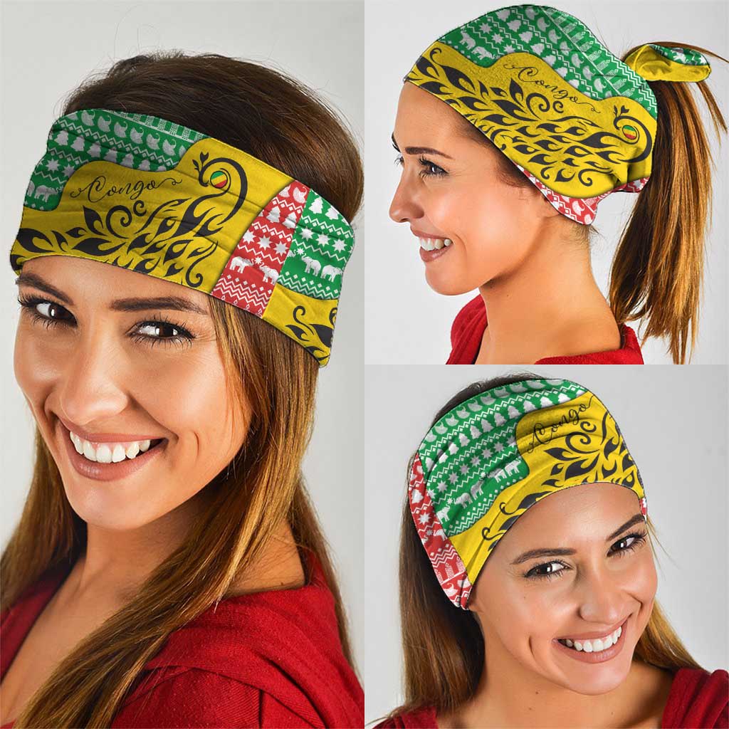 Congo Christmas Neck Gaiter with Tribal Tree Design Coat of Arms and Animal Pattern TS04