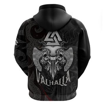 Viking Valhalla Hoodie Skull And Axe TS04