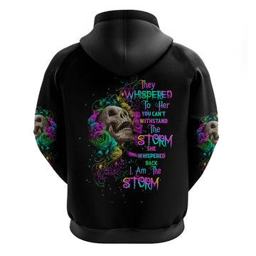I Am The Storm Tie Dye Rose Skull Hoodie TS04