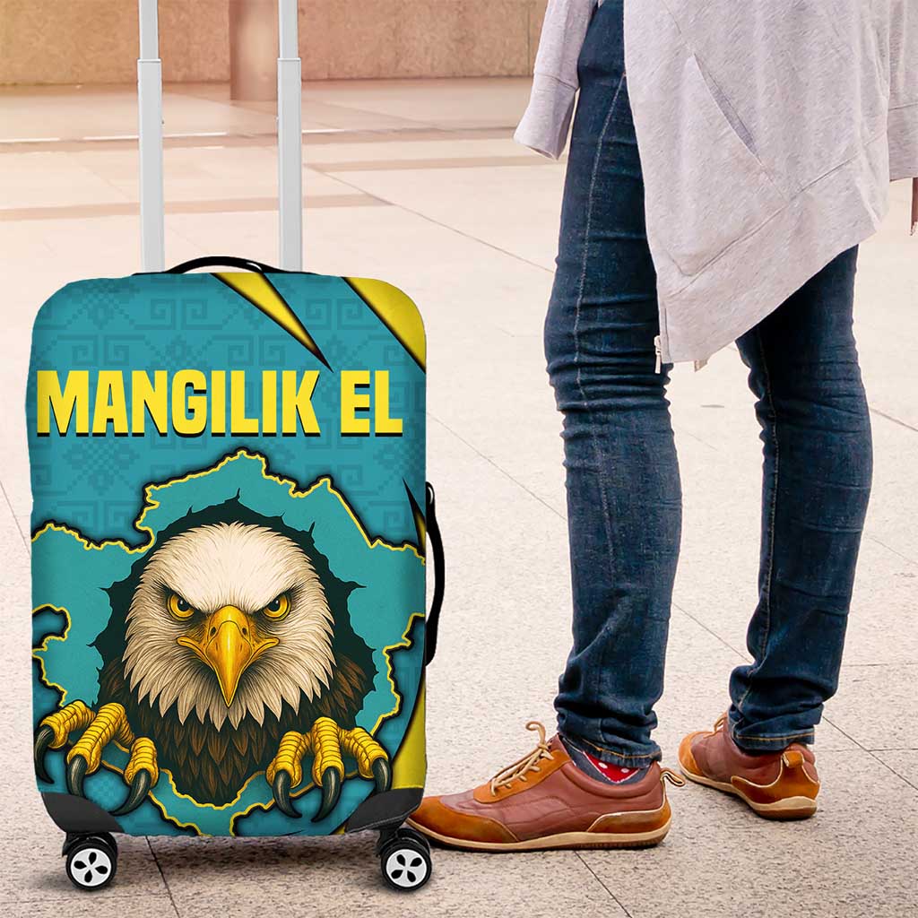 Kazakhstan National Flag Luggage Cover with Mangilik El Bald Eagle and Blue Tribal Pattern TS04