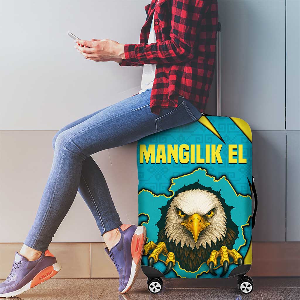 Kazakhstan National Flag Luggage Cover with Mangilik El Bald Eagle and Blue Tribal Pattern TS04