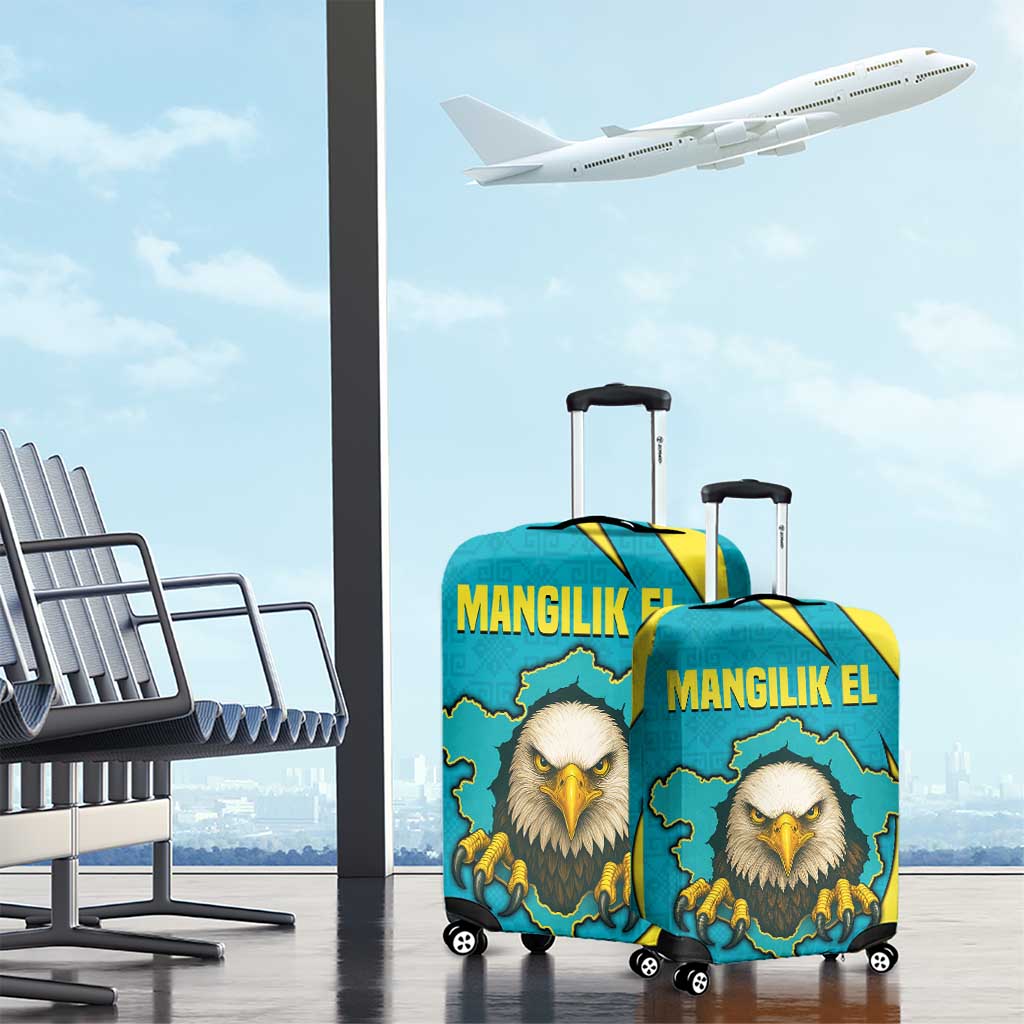 Kazakhstan National Flag Luggage Cover with Mangilik El Bald Eagle and Blue Tribal Pattern TS04