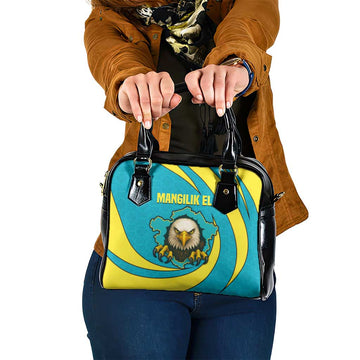 Kazakhstan National Flag Shoulder Handbag with Mangilik El Bald Eagle and Blue Tribal Pattern TS04