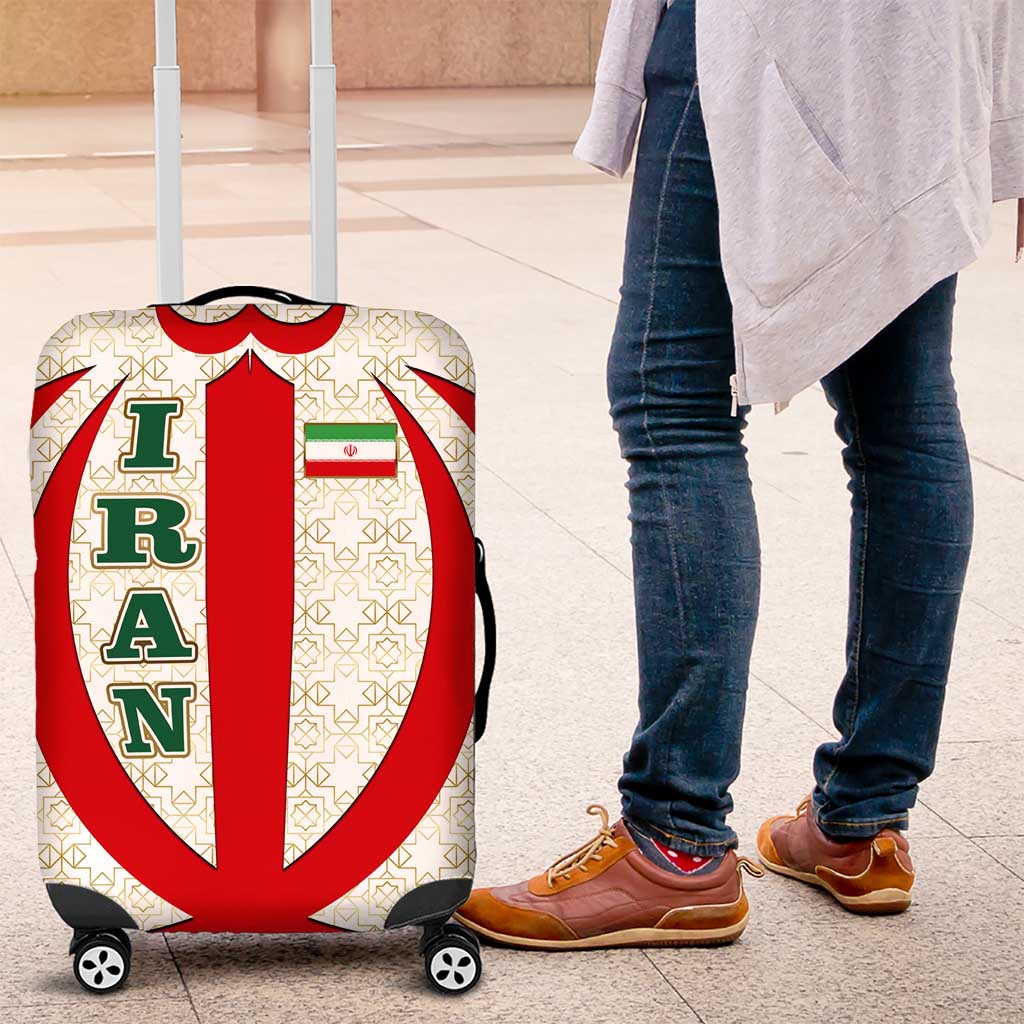 Iran Flag Pattern Luggage Cover with Bold Red National Emblem Design TS04