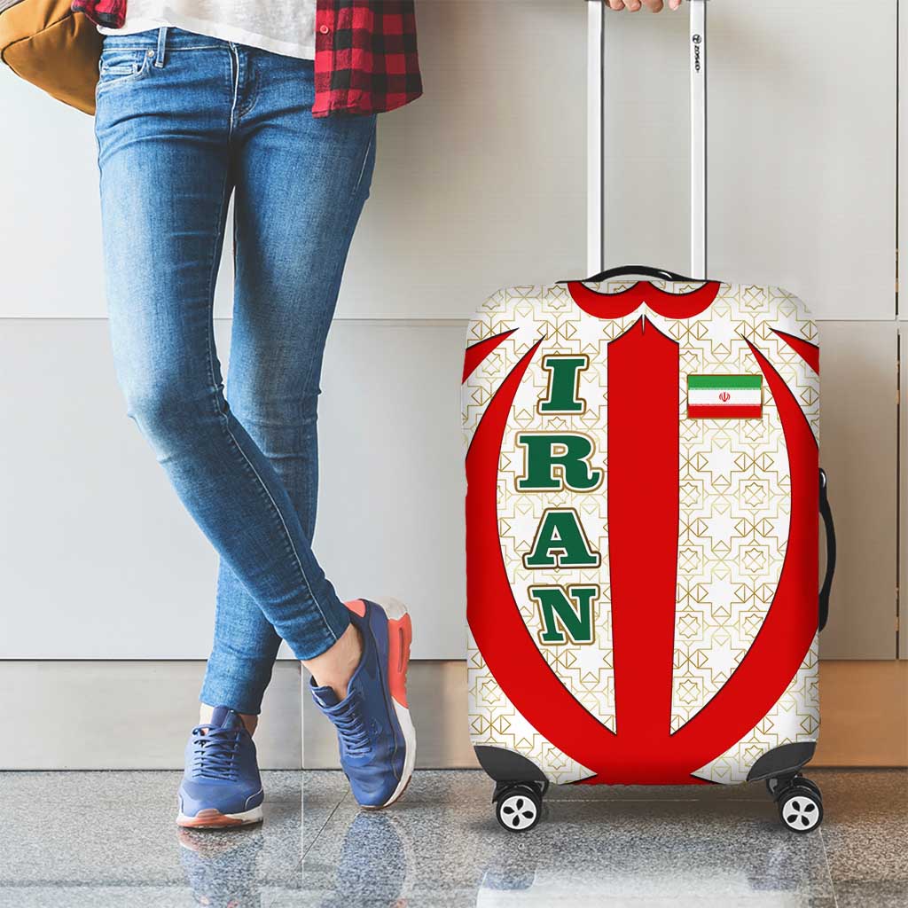 Iran Flag Pattern Luggage Cover with Bold Red National Emblem Design TS04