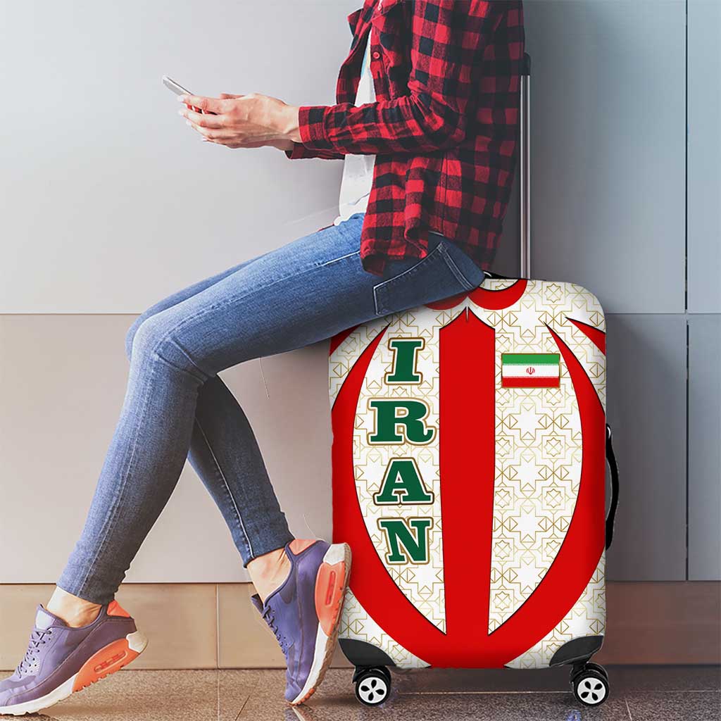 Iran Flag Pattern Luggage Cover with Bold Red National Emblem Design TS04