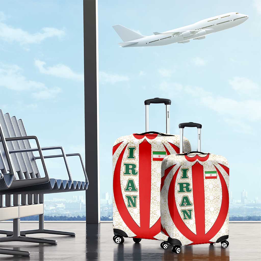 Iran Flag Pattern Luggage Cover with Bold Red National Emblem Design TS04