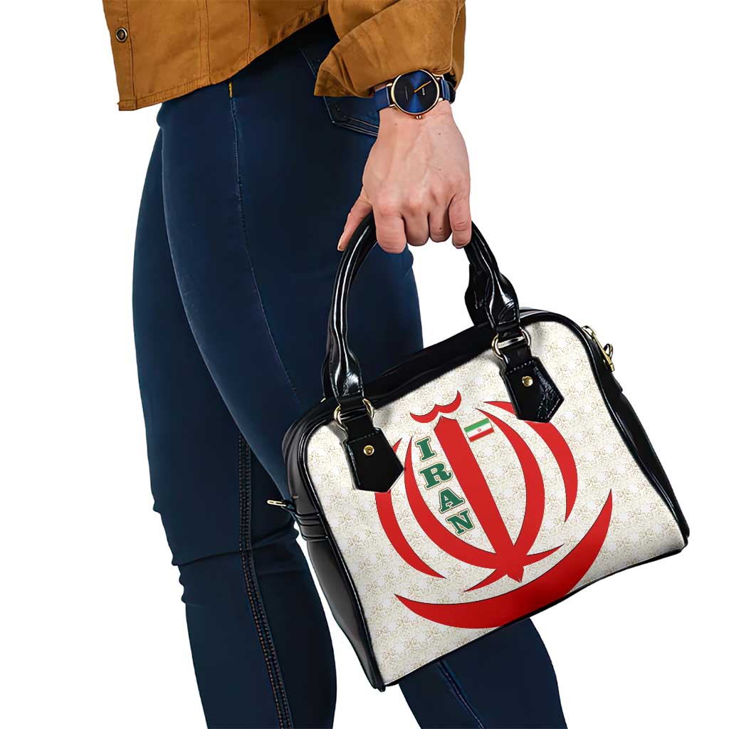 Iran Flag Pattern Shoulder Handbag with Bold Red National Emblem Design TS04