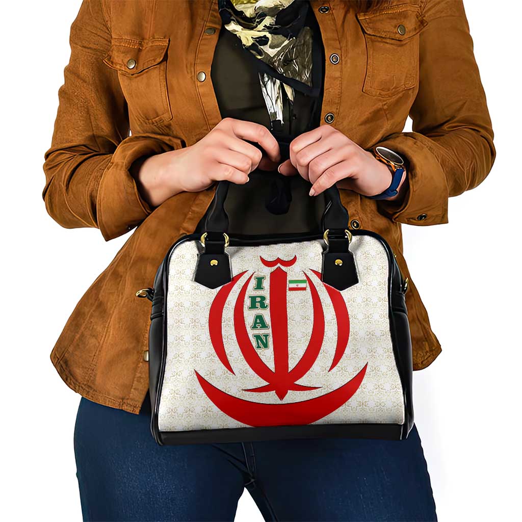 Iran Flag Pattern Shoulder Handbag with Bold Red National Emblem Design TS04