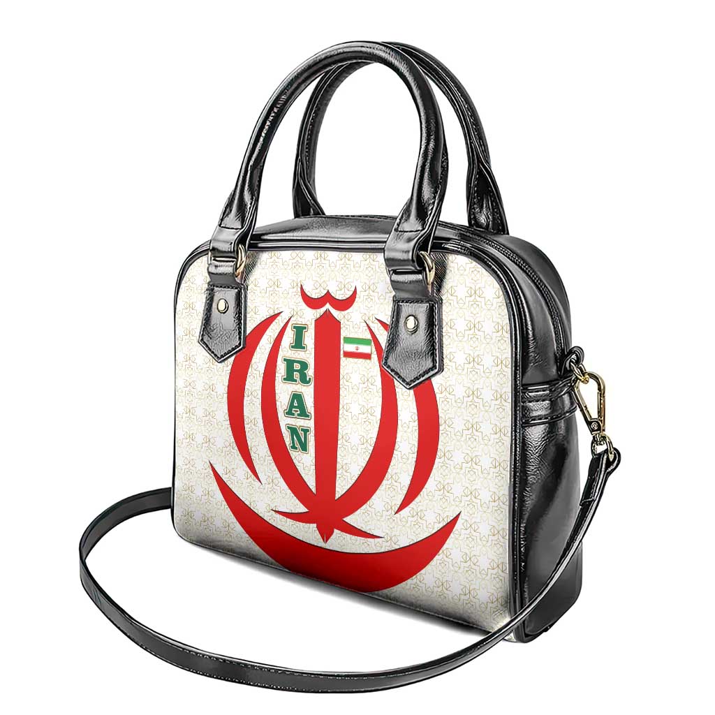 Iran Flag Pattern Shoulder Handbag with Bold Red National Emblem Design TS04