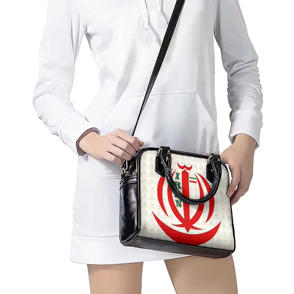 Iran Flag Pattern Shoulder Handbag with Bold Red National Emblem Design TS04