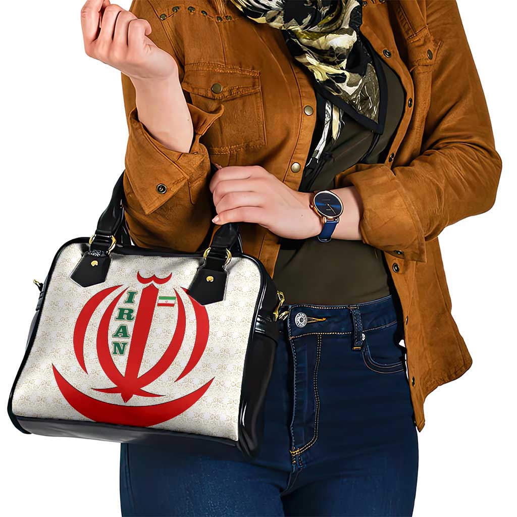 Iran Flag Pattern Shoulder Handbag with Bold Red National Emblem Design TS04