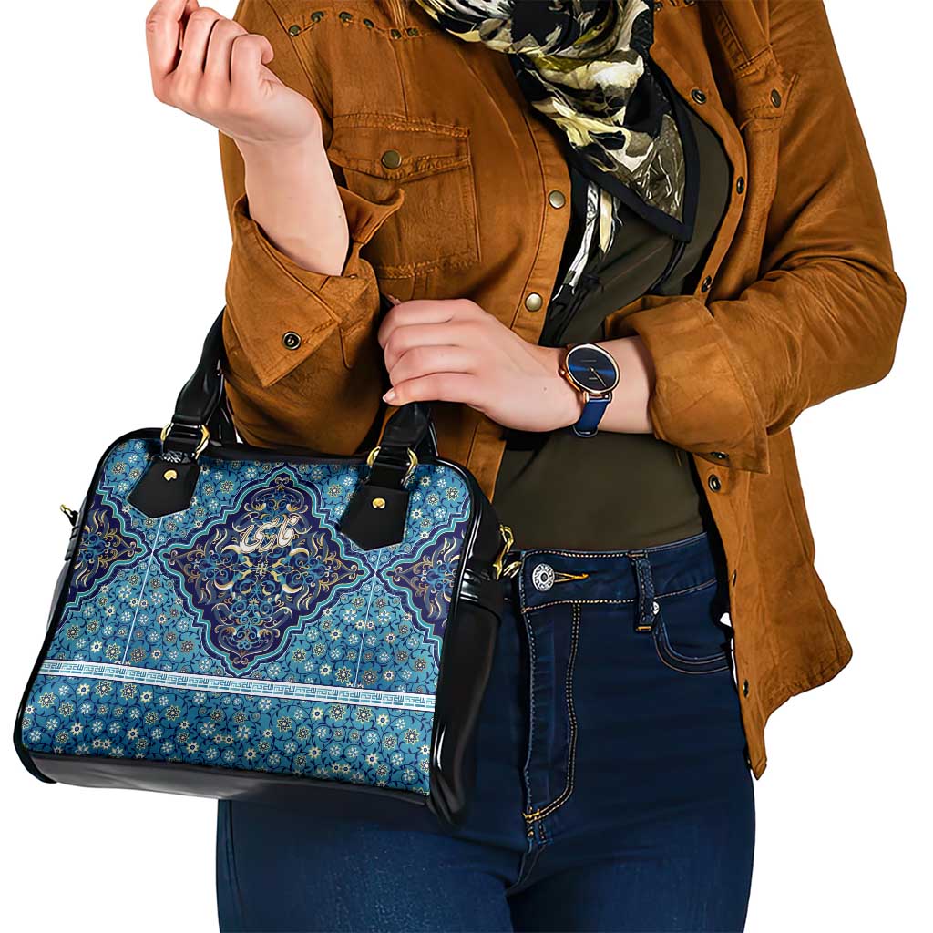 Iranian Mosaic Art Pattern Shoulder Handbag with Persian Calligraphy and Flag Accents TS04