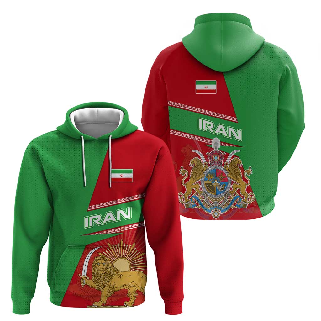 Iran National Heritage Hoodie with Lion and Sun Emblem and Royal Coat of Arms TS04