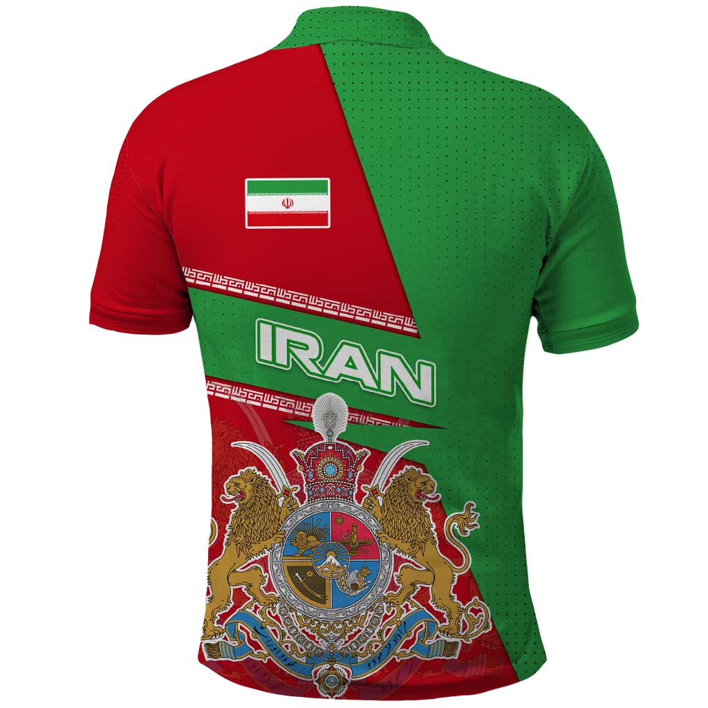 Iran National Heritage Polo Shirt with Lion and Sun Emblem and Royal Coat of Arms TS04