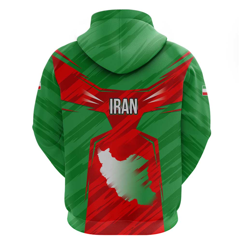 Iran National Pride Hoodie with Bold Lion Crest and Country Silhouette TS04