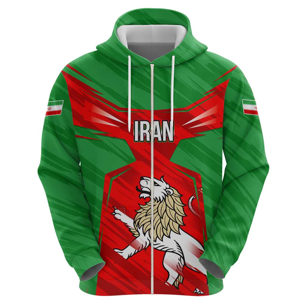 Iran National Pride Hoodie with Bold Lion Crest and Country Silhouette TS04
