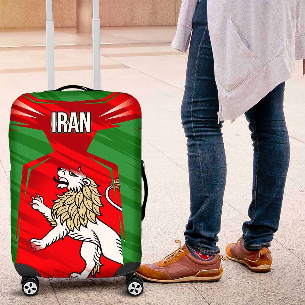 Iran National Pride Luggage Cover with Bold Lion Crest and Country Silhouette TS04