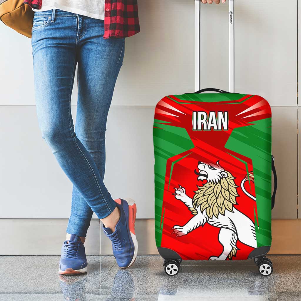 Iran National Pride Luggage Cover with Bold Lion Crest and Country Silhouette TS04