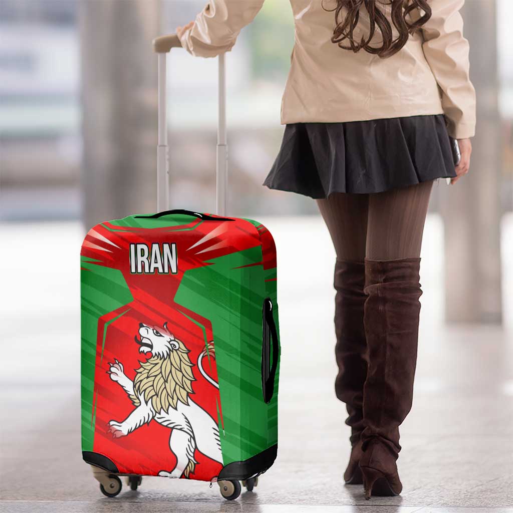 Iran National Pride Luggage Cover with Bold Lion Crest and Country Silhouette TS04