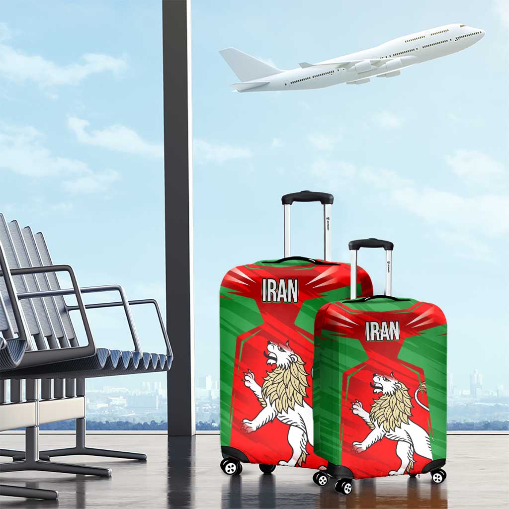 Iran National Pride Luggage Cover with Bold Lion Crest and Country Silhouette TS04