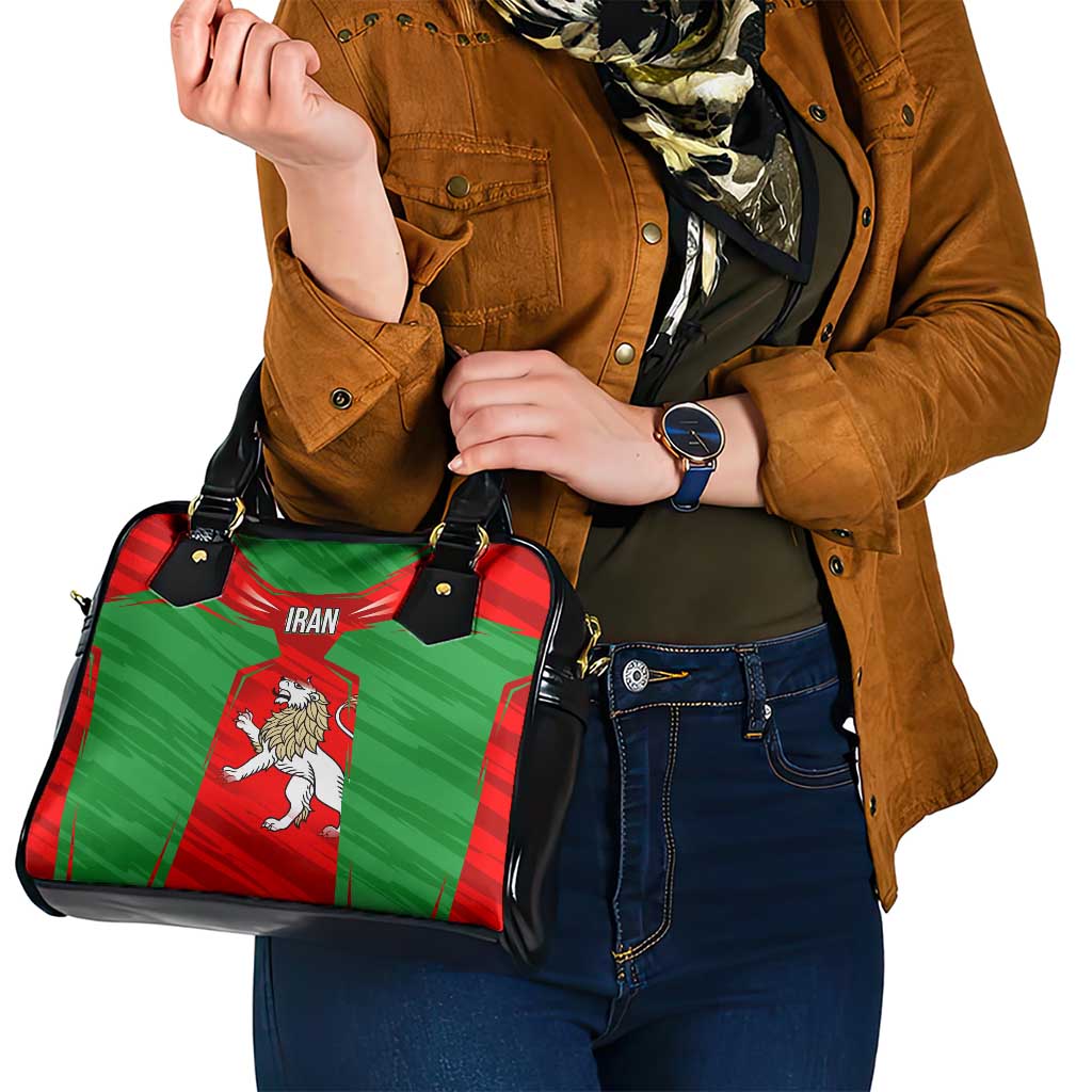 Iran National Pride Shoulder Handbag with Bold Lion Crest and Country Silhouette TS04