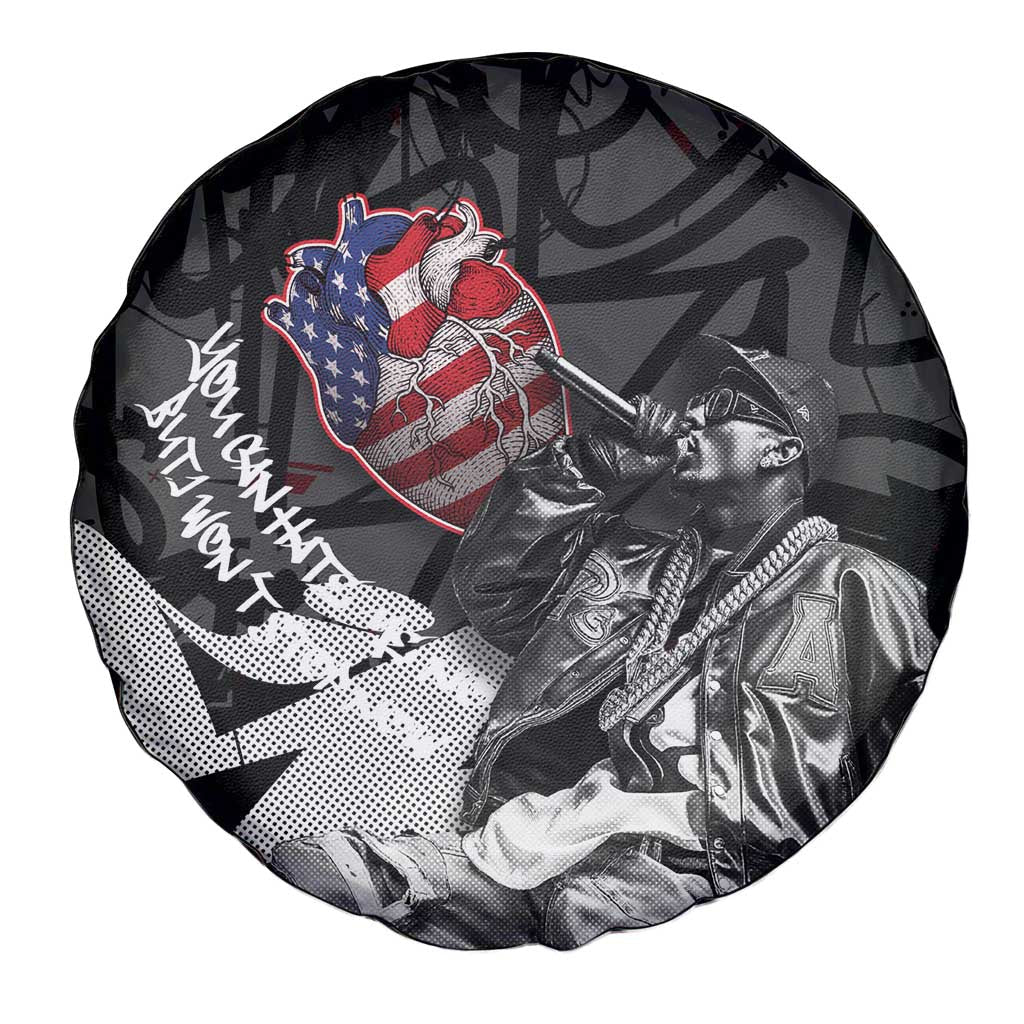 Hip Hop Graffiti Spare Tire Cover with Rapper Portrait and American Flag Street Art TS04