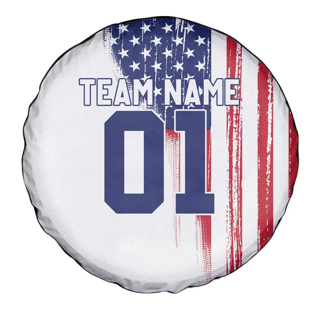 Motocross Rider Graphic Dirtbike Racing Spare Tire Cover with Distressed American Flag and Custom Number TS04