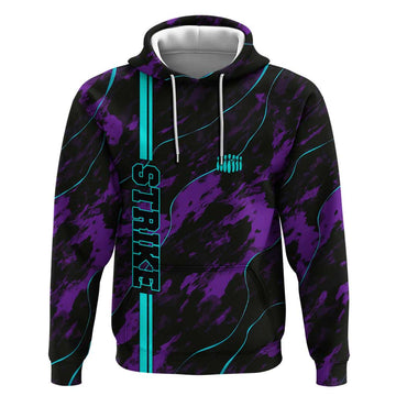 Strike Bowling Graphic Hoodie with Purple Black Marble Texture and Custom Team Name TS04